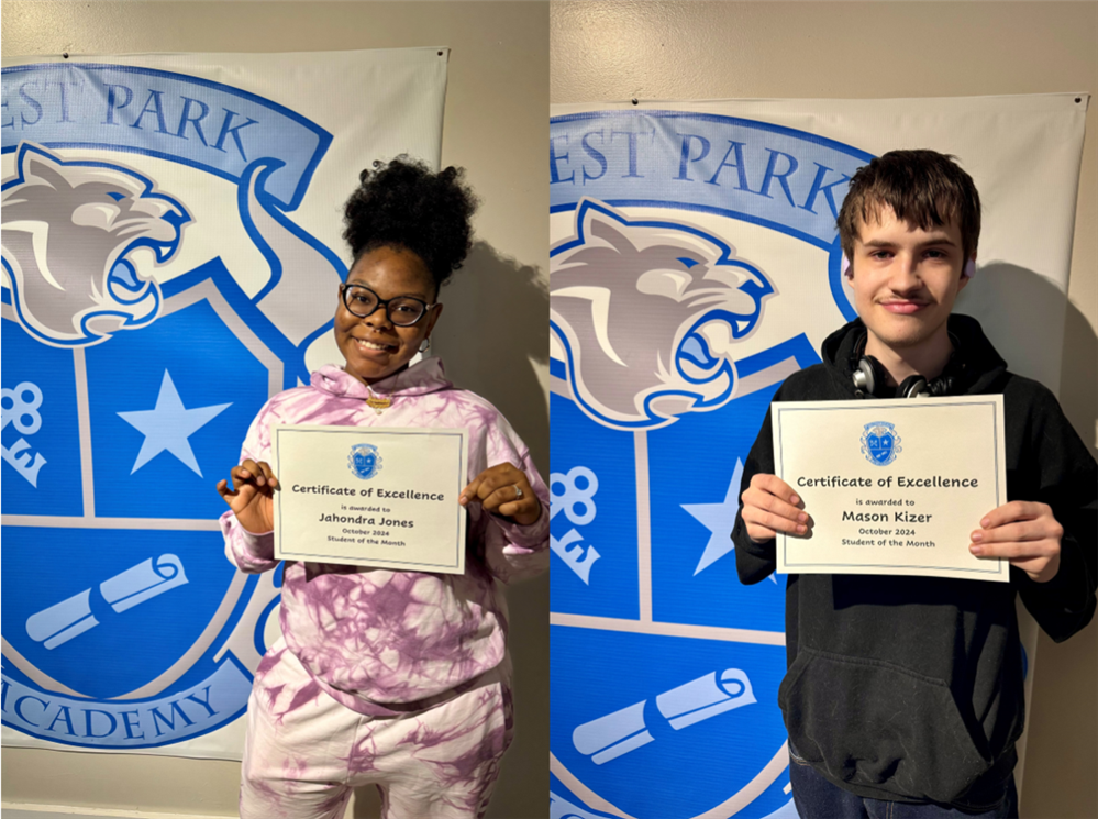 October Students of the Month, Jahondra and Mason